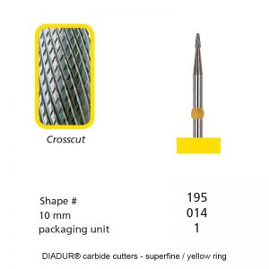 DIADUR® carbide cutters - Yellow ring milli-micron - Shape 195 - 014mm-0