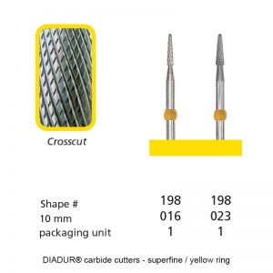 DIADUR® carbide cutters - Yellow ring millimicron - Shape 198-0