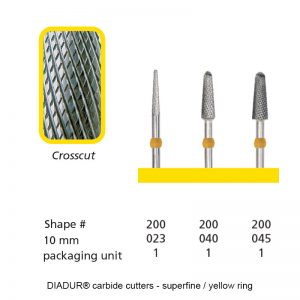 DIADUR® carbide cutters - Yellow ring milli-micron - Shape 200-0