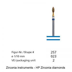 Zirconia instruments - HP Zirconia diamonds - shape 257-0